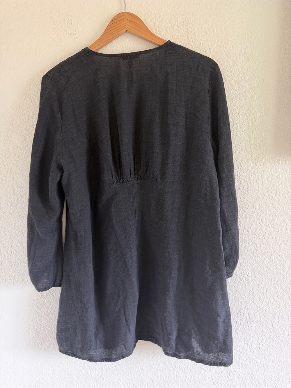 Eileen Fisher Long Sleeve Linen Blend Tunic Black size L - Picture 4 of 5
